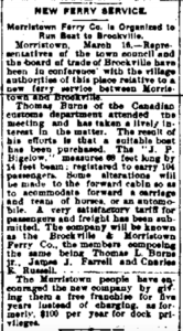 Bigelow Ferry Service between Brockville, Ontario and Morristown, New York 1908