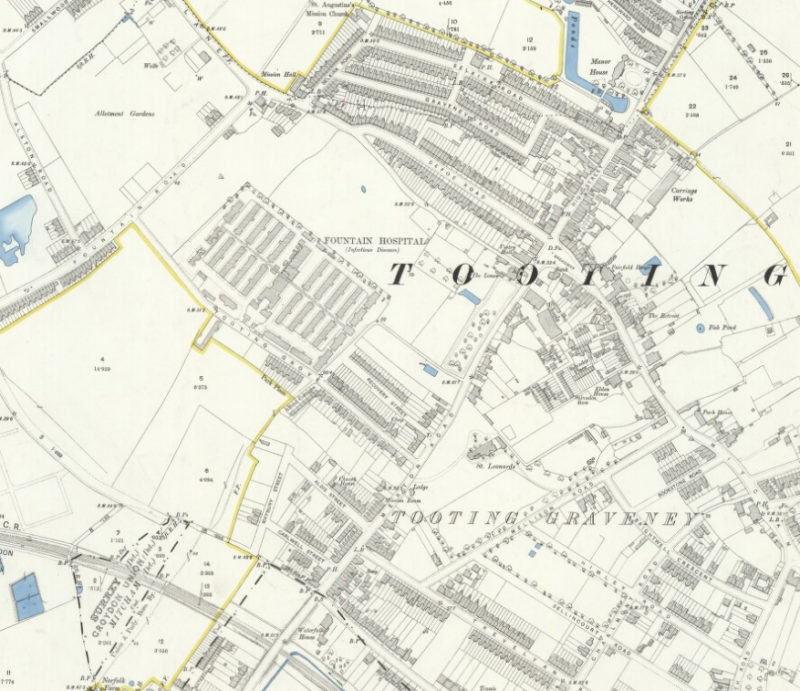 Tooting, Ordinance Survey Map, 1894, Reproduced with the permission of the National Library of Scotland